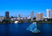 Orlando Sky Line looking over the Lake Eola. 